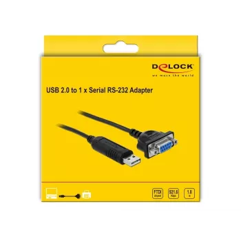 Serijinis laidas DeLOCK 66281 juodas 1,8 m RS-232 USB Type-A