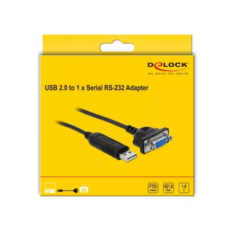 Serijinis laidas DeLOCK 66281 juodas 1,8 m RS-232 USB Type-A