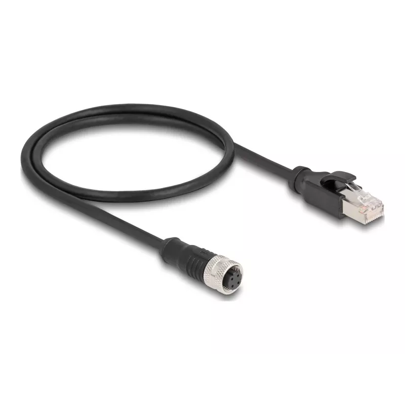 DeLOCK M12 adapterio kabelis D-koduotas 4 kontaktų moteriškas į RJ45 vyriškas 50 cm
