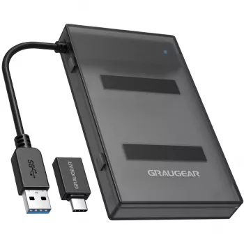 Saugyklų įrenginių prijungimo stotelė GRAUGEAR G-2603-AC USB 3.2 Gen 1 juoda HDD SSD 2,5 colio