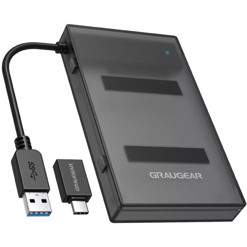 Saugyklų įrenginių prijungimo stotelė GRAUGEAR G-2603-AC USB 3.2 Gen 1 juoda HDD SSD 2,5 colio
