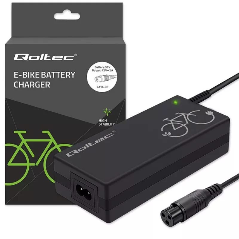 Akumuliatoriaus įkroviklis QOLTEC Charger for ebike 36V 42V 2A 3P GX16