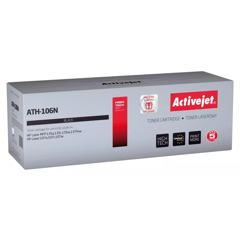 Activejet ATH-106N dažų milteliai (pakaitalas HP 106A W1106A; Supreme; 1000 puslapių; juoda)