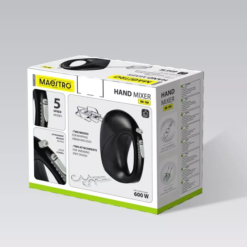 Rankinis plakiklis Maestro MR-500, juodas — rankinis virtuvinis plakiklis, modelis MR-500