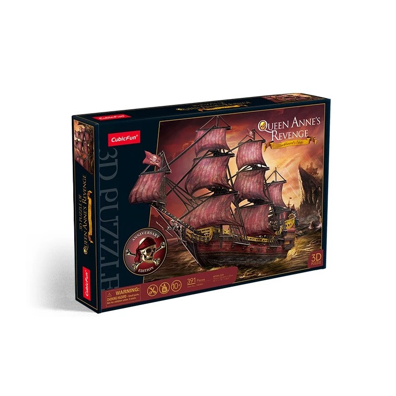 3D dėlionė cubicfun Queen Anne's Revenge Anniversary Version – modelis 306-T4040H, kolekcinis laivo surinkimas