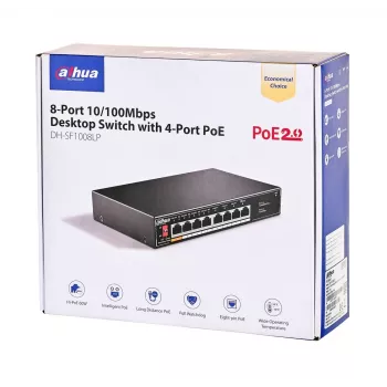 Dahua Technology PoE SF1008LP Nevaldomas L2 Fast Ethernet (10/100) Maitinimas per Ethernet (PoE) Juodas