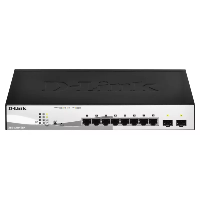 D-Link DGS-1210-08P/E valdomas L2 Gigabit Ethernet (10/100/1000) maitinimas per Ethernet (PoE) juoda
