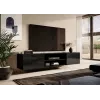 TV spintelė Cama Meble SLIDE 200K — 200x40x37 cm, blizgiai juoda, medžio drožlių plokštės viršus