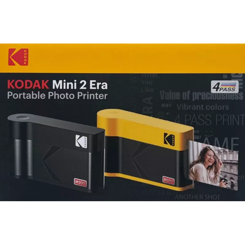 Momentinė kamera Kodak Mini 2 Era Juoda — kompaktiška momentinė foto kamera, spalvota spauda