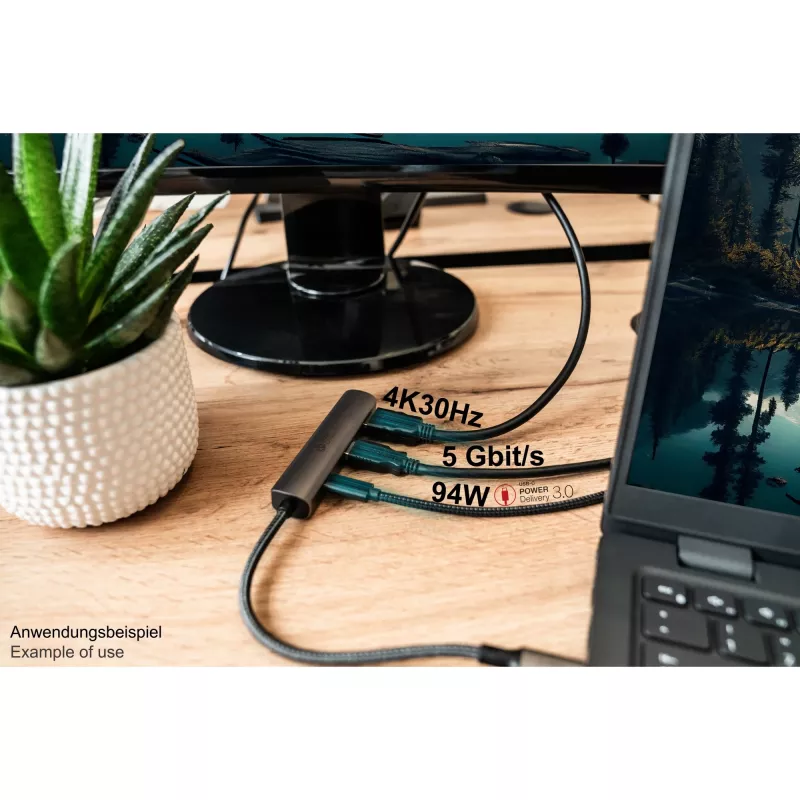 USB Type-C šakotuvas Alcasa HUB-C002A 5000 Mbit/s HDMI USB 3.0