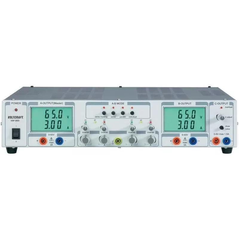 Voltcraft laboratorinis maitinimo šaltinis, reguliuojamas VSP 2653 0,1–65 V/DC 0–3 A 399 W 3 x (VSP 2653)