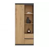 Top e Shop RS-80 BILY biuro knygų spinta, antracito rėmas, artisan ąžuolo durys, 7 lentynos, 2 stalčiai, 1800×800×350 mm