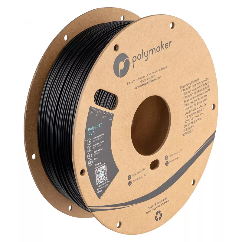 3D spausdinimo medžiaga polipieno rūgštis PLA juoda 5 kg Polymaker PM70896