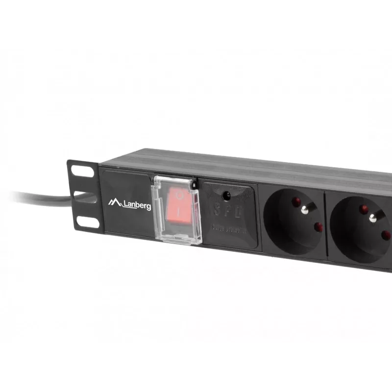 LANBERG PDU-07E-0200-IEC-BK PDU 1U 10A 7 kištukiniai lizdai French 2m Juoda