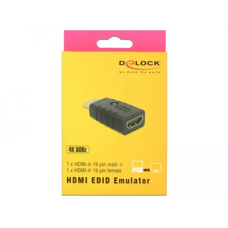 Adapteris HDMI (kištukas) > HDMI (lizdas), EDID emuliatorius (juodas)