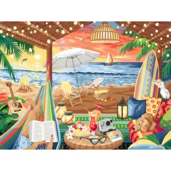 Dėlionės dažymo rinkinys Ravensburger Cozy Cabana 23911 — tapybinės dėlionės veiklos rinkinys