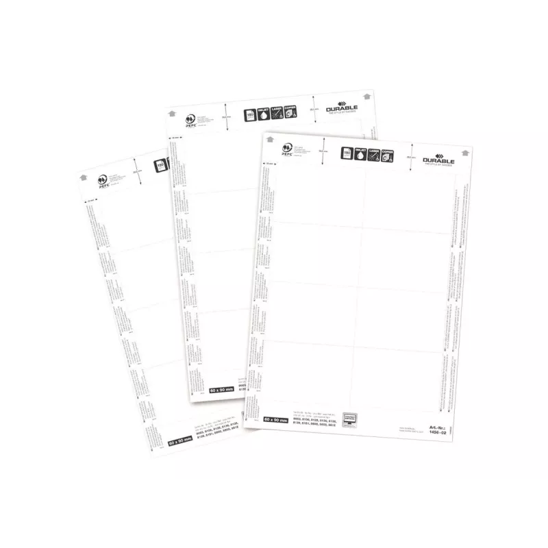 Durable 1456-02 ženkliukų įdėklai 60x90 mm balti