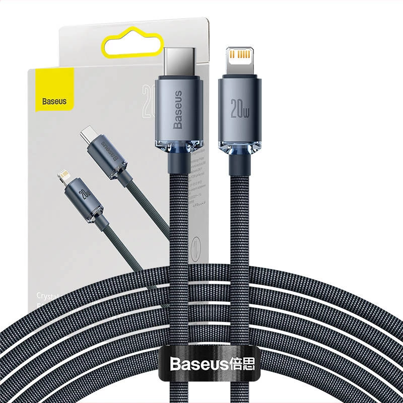 „Baseus CAJY000301“ mobiliojo telefono laidas, pilkas, 2 m, USB C, Lightning
