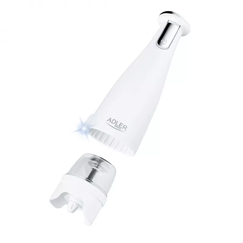 Elektrinis druskos ir pipirų malūnėlių rinkinys Adler AD 4449W Steel White, keraminės girnos, 150 ml, USB-C įkraunamas
