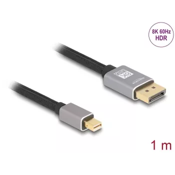 DeLOCK Mini DisplayPort į DisplayPort kabelis 8K 60 Hz 1 m pilkas metalinis be skląsčio