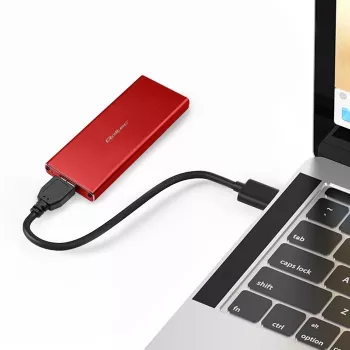 SSD dėklas QOLTEC 51831 USB 3.0 M.2 SATA diskams iki 2TB, raudonas, palaiko 30 mm ilgį, iki 4 diskų