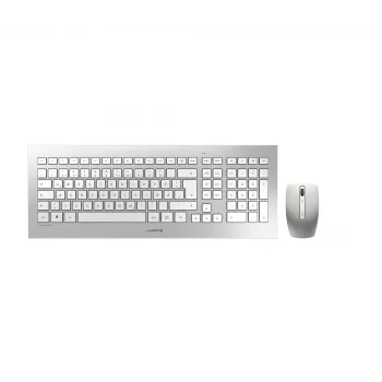 CHERRY DW 8000 klaviatūra su pele, biurui, belaidė RF, QWERTZ vokiečių k., sidabrinė/baltos spalvos