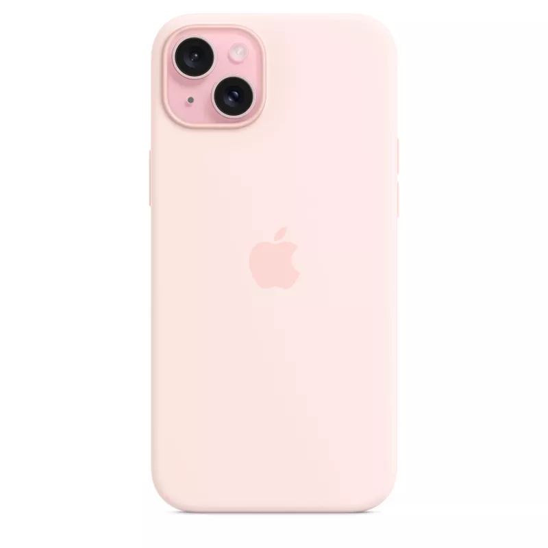 Silikoninis dėklas su MagSafe, skirtas iPhone 15 Plus - šviesiai rožinis