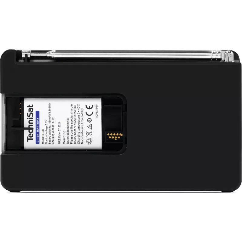 Nešiojamasis radijas TECHNISAT DIGITRADIO 1 A — DAB+/FM, OLED ekranas, USB-C, 3.5 mm ausinės, 1 W, juoda/sidabrinė