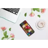 Apsauginis išmaniojo telefono dėklas iKins, skirtas iPhone XS Max — vyšnių žiedų raštas, juodas