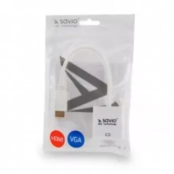HDMI patinas į VGA patelę adapteris SAVIO CL-201, HDMI A į VGA D-Sub, baltas, 0,1 m, iki 1920x1200