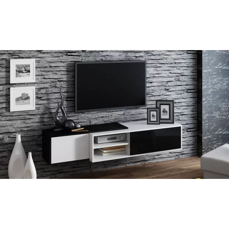 Cama TV spintelė SIGMA1 180 baltas/juodas blizgus