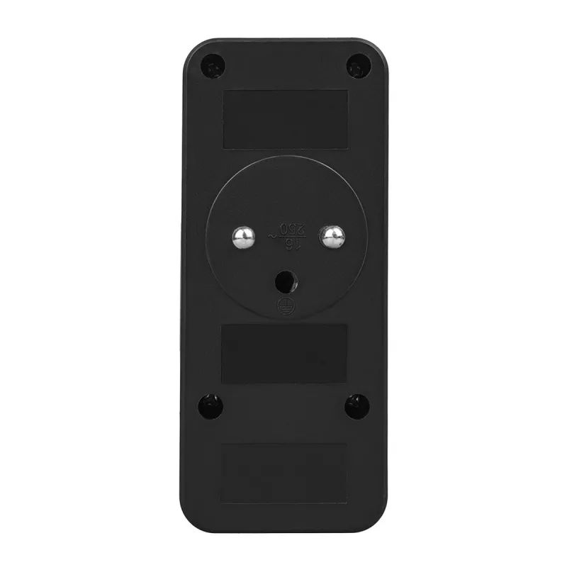 Maitinimo skirstytuvas MACLEAN MCE248 F/B — 3 kintamosios srovės lizdai (1x16A, 2x6A) ir 4 USB prievadai (2xUSB‑A, 2xUSB‑C PD 20W), ES kištukas, juodas