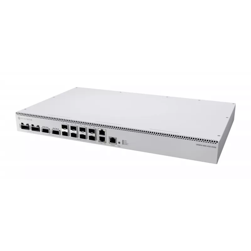 Tinklo komutatorius MikroTik CRS812-8DS-2DQ-2DDQ-RM — 8× 10G SFP+ stovo montavimo agregavimo komutatorius