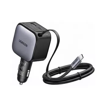 Automobilinis įkroviklis UGREEN Nexode EC603 90W 3-in-1 su 1x USB-C, 1x USB-A ir 70 cm ištraukiamu USB-C laidu, QC 3.0 PD 3.0