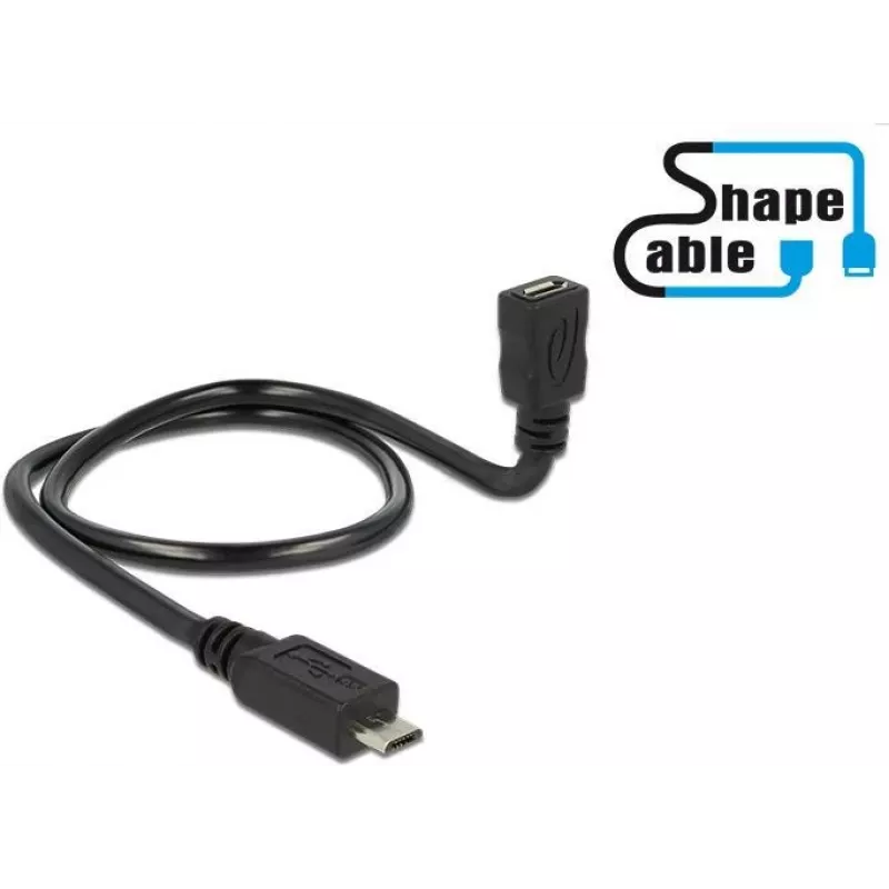 USB kabelis DeLOCK 83925 USB 2.0 0,5 m Micro-USB B USB C juodas