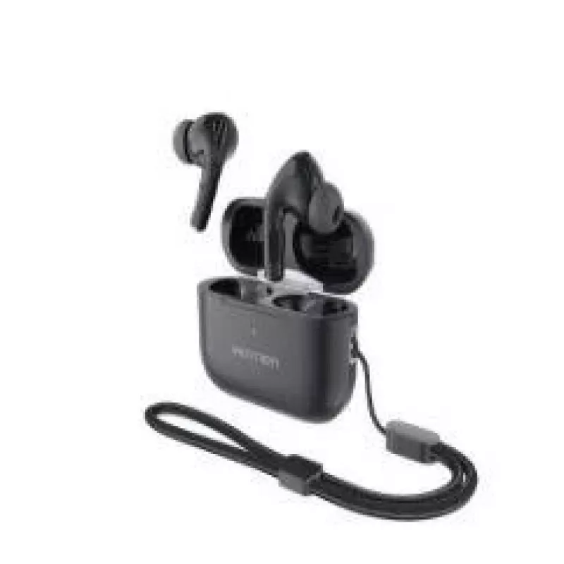Belaidės ausinės Vention Echo Lite E11 Pro — juodos, ant ausies dizainas, modelis NBVB0-PRO