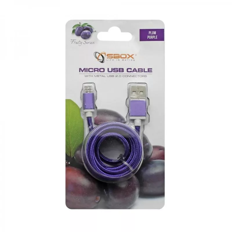 Sbox USB->Micro USB M/M 1m USB-10315U slyvų violetinis