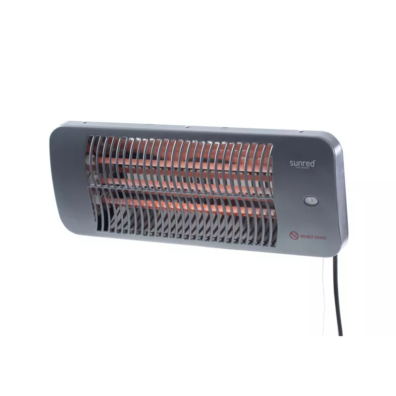 Kvarcinis elektrinis šildytuvas SUNRED LUG-2000W — 2000 W, kvarcinio stiklo elementas, skirtas naudoti lauke, montuojamas ant sienos, IP24, juodas