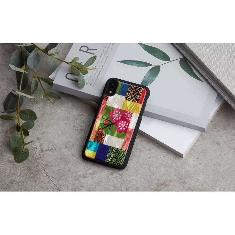 iKins telefono dėklas, skirtas iPhone XR — vyšnių žiedų raštas, juodas