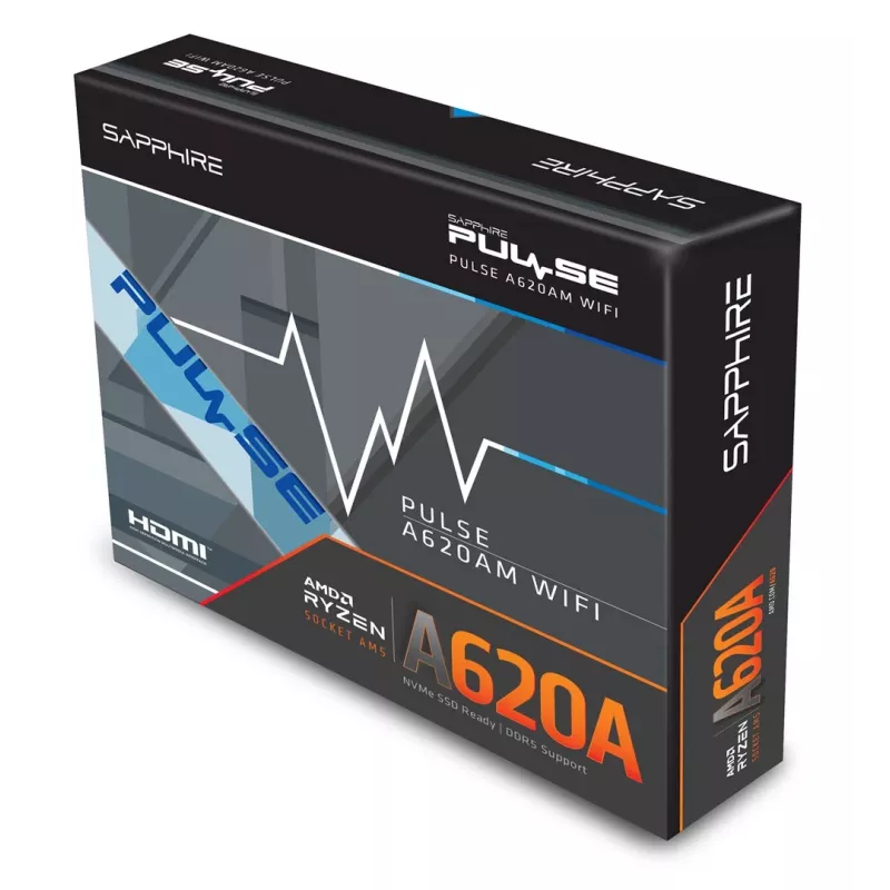 Motininė plokštė Sapphire PULSE A620AM (microATX) lizdas AM5, AMD A620A, DDR5, 2x DIMM, 64 GB, 2x M.2, Gigabit LAN