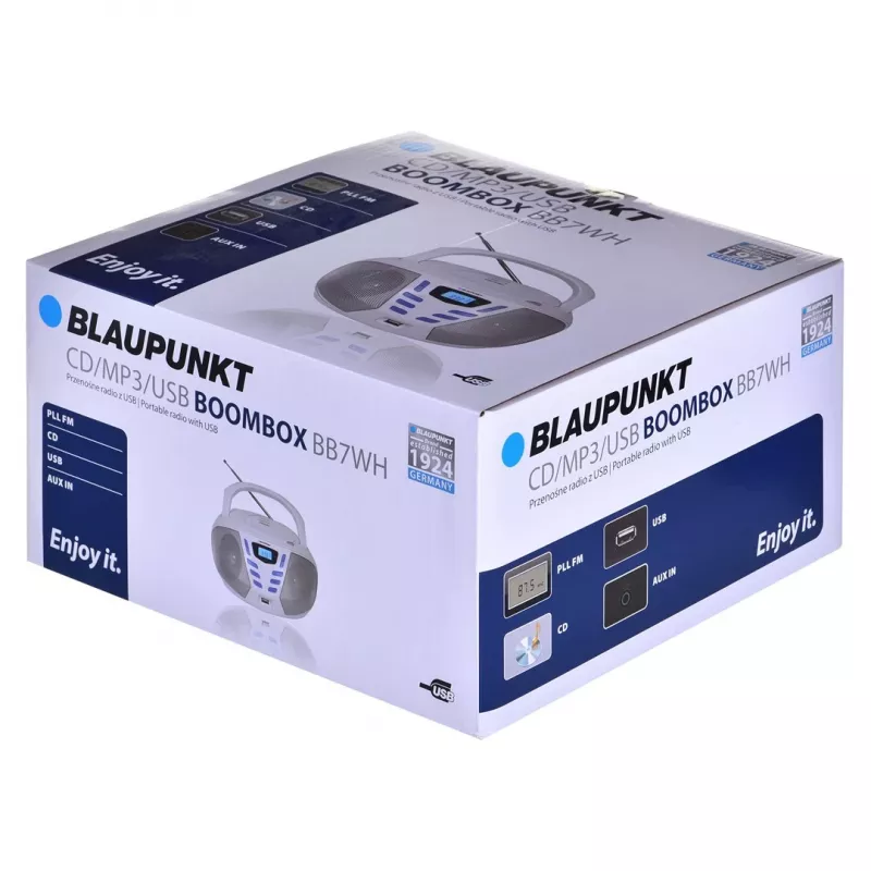 Blaupunkt BB7-WH nešiojama stereo sistema Skaitmeninė 2,4 W FM Pilka MP3 atkūrimas