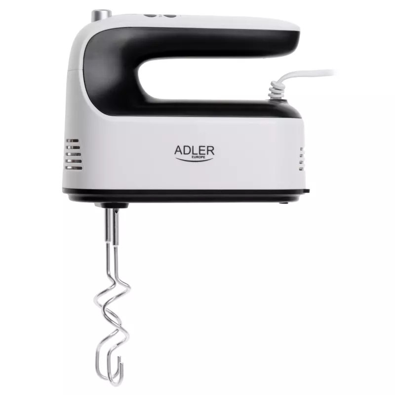 Rankinis plaktuvas Adler AD 4229, 400–600 W, 9 greičiai, turbo, plakikliai, balioninis šluotelė, tešlos kabliai, priedų dėžutė, laidas 1,1 m
