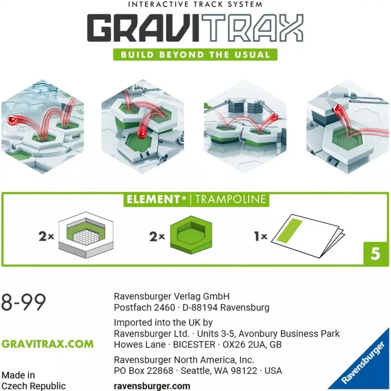 „Ravensburger GraviTrax“ elementas „Trampoline“, priedas veiklos įgūdžių lavinimo žaislams (22417)