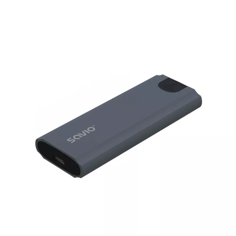 M.2 SSD korpusas SAVIO AK-67 pilkas, USB 10 Gbit/s, vieno M.2 disko palaikymas