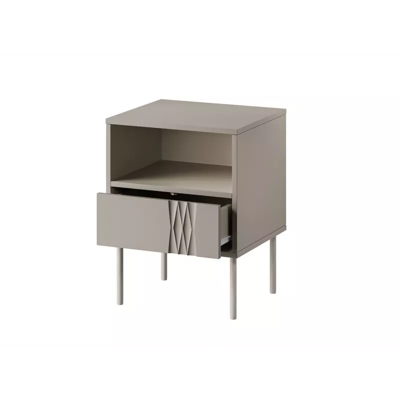 Naktinių stalelių rinkinys 2 vnt. cama meble TRESSE 44×40×53 cm, kašmyro matinis, 1 stalčius, 16 mm rėmas