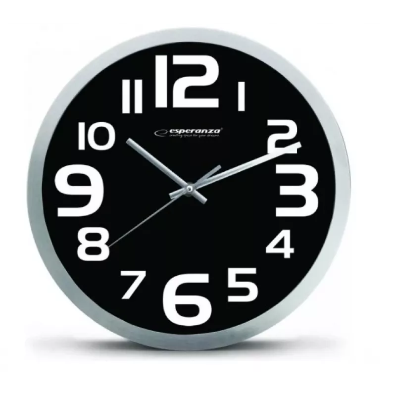 Sieninis laikrodis Esperanza EHC013K Zurich Juoda Quartz Oval 25 cm, aliuminio rėmas, 4 cm storio