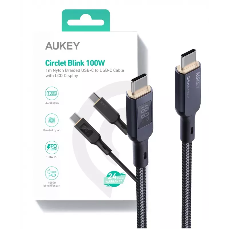 AUKEY CB-MCC102 USB laidas 1,8 m USB C juodas 480 Gbit/s