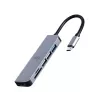 Dokų stotelė GEMBIRD A-CM-COMBO6-02 — laidinė USB 3.2 Gen 1 Type-C, HDMI, 1x USB-A, 2x USB 2.0, SD/MicroSD (≤128 GB), pilka
