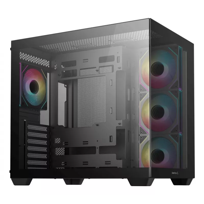 PC korpusas DeepCool CG530 4F Midi Tower Juoda — grūdintas stiklas, ATX/ITX/Micro ATX, 3x120mm ventiliatoriai, USB-C