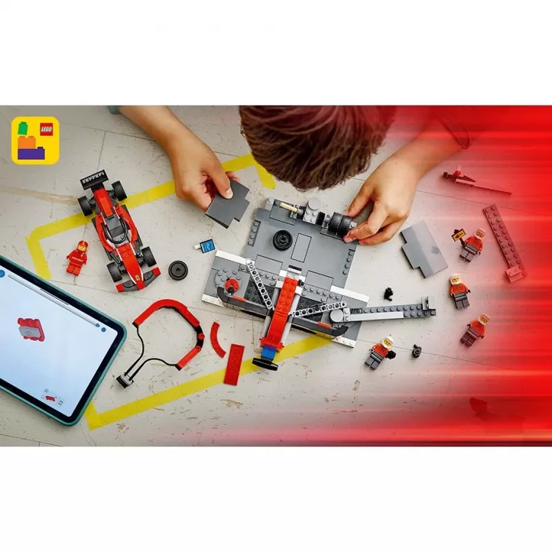 LEGO City F1 boksų sustojimo rinkinys 60443 — Ferrari F1 automobilis, 322 dalys, 5 minifigūrėlės, amžius 6+